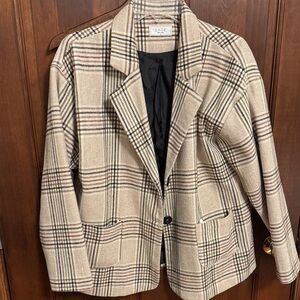 Women's Tan Checkered Blazer or Shackleton